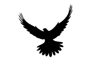 Uçan kuş silueti özgürlük ve barışı simgeliyor. Posterler, tırnak işaretleri veya logolar için uygun.