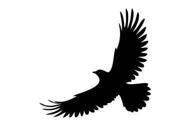 Uçan kuş silueti özgürlük ve barışı simgeliyor. Posterler, tırnak işaretleri veya logolar için uygun.