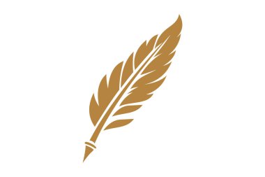 Altın tüy sembolü. Düz Vektör İllüstrasyonu. Altın tüy vektör simgesi, dijital planlayıcılar, tebrik kartları ve markalaşma için uygun.
