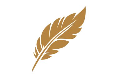 Altın renkli Quill kalem tüyü ikonu, vektör grafik. Altın tüy tarzı tüy, yazı işleri, eğitim veya kaligrafi temalı projeler için mükemmeldir..