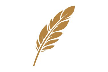 Altın tüy taşıyıcı amblemi özgürlüğü, yaratıcılığı ya da doğayı temsil ediyor. Minimalist marka kimlikleri için ideal.