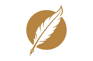 Altın vektör tüy logosu tasarımı. Altın renkli, modaya uygun düz bir logo. Logo modeli, kart ya da zarif bir marka için mükemmel..