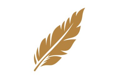 Altın tüy şekli, gelişmiş vektör ikonu. İnce kıvrımlı altın tonları olan, lüks markalaşma ve yaratıcı varlıklar için mükemmel grafikler..