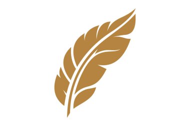 Soyut altın tüy tasarımı. Basit altın tüy vektörü, web UI, mobil uygulamalar veya dekoratif grafikler için ideal.