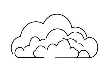 Düz bulut sembolü. İnce çizgi vektör tasarımı. Siyah darbeler kullanan modern bir düz bulut simgesi. Bulut hesaplama kavramları ya da teknoloji tasarımları için mükemmel.