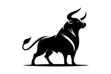 Bull Vector İllüstrasyonu. Kara Boğa Logosu. Güçlü Vahşi Hayvan İllüstrasyonu.