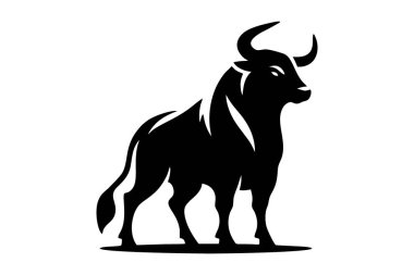 Bir Boğa 'nın Vektör İllüstrasyonu. Güçlü Boğa Silueti Vektör Hayvan Sembolü.