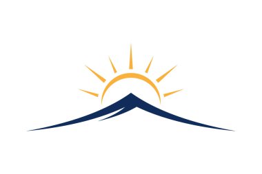 Güneş ve Dağ Logo Vektör Şablonu