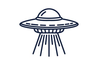UFO Simgesi, Uzaylı Uzay Gemisi Minimalist Çizgisi Sanatı