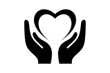 Kalp imgesine yardımcı oluyor. Ellerin silueti kalp görüntüsü sunuyor. Kâr amacı gütmeyen kuruluşlar, tıbbi yardım, sosyal destek grafikleri ve sağlık markaları için mükemmel..