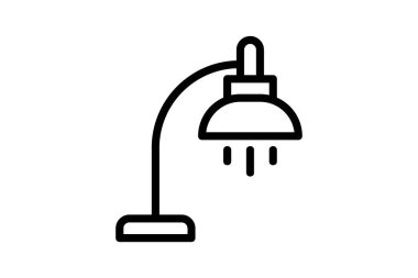 Modern masa lambası illüstrasyon simgesi. Modaya uygun bir masa lambasının ayrıntılı ama basit bir vektörü, üretkenlik araçları veya dijital arayüzlerde kullanmak için mükemmel.