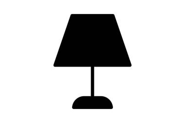 Ev dekoru ikonu. Sağlam stil vektörü. Zarif oranlarda bir masa lambasının vektör görüntüsü, dijital ev dekorasyonu sunumları ve iç markalaşma için ideal.