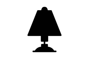 İç tasarım için minimalist masa lambası silueti. Silüet tarzında zarif siyah lamba simgesi, oda kurulumu grafikleri, mobilya katalogları veya markalaşma kitleri için ideal.
