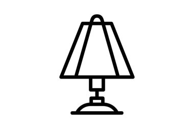Taslak şeklinde minimalist masa lambası simgesi. Çizgili abajurlu basit ve temiz masa lambası vektör simgesi. Mobil uygulamalar, web kullanıcısı ya da bilgi elemanları için mükemmel.