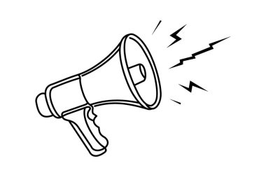 Minimalist Megafon Vektörü. Protesto, Uyarı veya Genel Konuşma Simgesi.