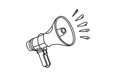 Megafon Taslak Vektörü. İletişim, Protesto, Uyarı veya Konuşma Simgesi.