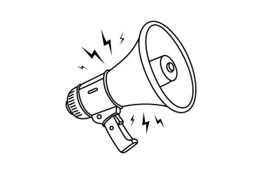 Vektör Megafon Simgesi. Terfi için Basit Hoparlör ya da Topluluk Konuşması.