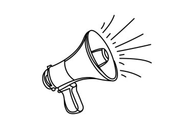 Megafon Hattı Sanat Vektörü. Sunum ve Pazarlama için Hoparlör Simgesi.