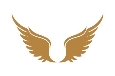 Dövme veya logo tasarımı için altın kanat silueti simgesi
