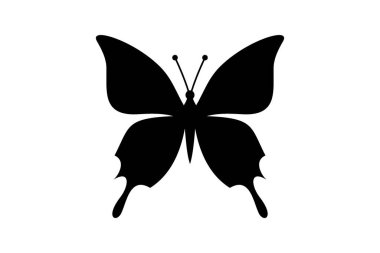 Temiz ve basit siyah kelebek ikonu. Logolar, markalar, moda baskıları ve dijital dekorasyon için harika..