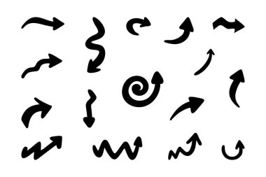 Ok taslak vektör koleksiyonu. El çizimi ok simgesi tasarımı seti, iş ve eğitim tasarım unsurları için işaret noktaları.