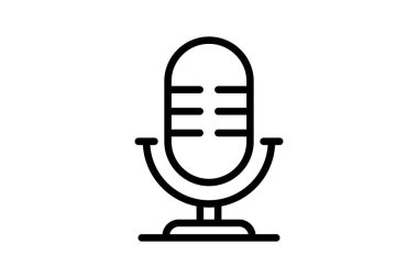 Yaratıcı Podcast Simgesi, Siyah ve Beyaz Satır Biçimi Mikrofon Grafiği