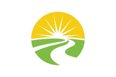 yol ve güneş logosu görüntü vektör şablonu