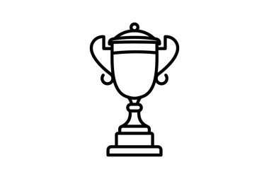 Siyah Çizgi Sanat Ödülü Kupa Vektörü İllüstrasyonu