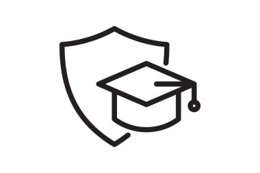 Eğitim sigortası, toga kalkan simgesi illüstrasyonu