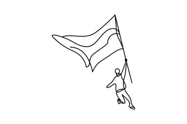 İnsan Dalgalanan Bayrak Vektör Biçiminin Minimalist Özeti