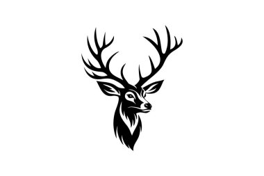 Zarif Geyik Kafa Silueti. Görkemli Vahşi Yaşam Vektör Biçimi.