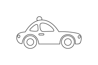 Eğlenceli Araba Çizimi, Renkli Sayfa Vektörü. Çocuk dostu bir çizgi film arabasının temiz vektörü, şablonlar ve eğitim uygulamaları için harika..