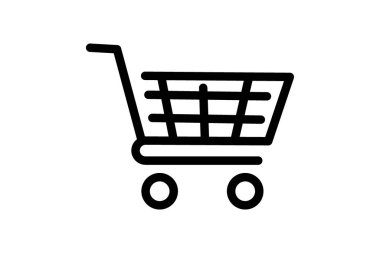 Siyah Alışveriş Sepeti Silueti Simgesi. Uygulamalar, mağazalar ve web sitelerinde kullanılacak şık bir alışveriş sepeti simgesi.