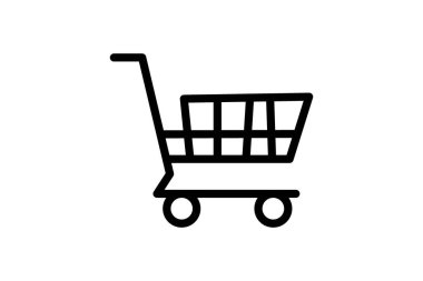 Basit Alışveriş Arabası Taslak Vektörü. Bir alışveriş arabası taslağının minimalist vektörü, uygulamalar, web siteleri ve pazarlama malzemeleri için uygundur.