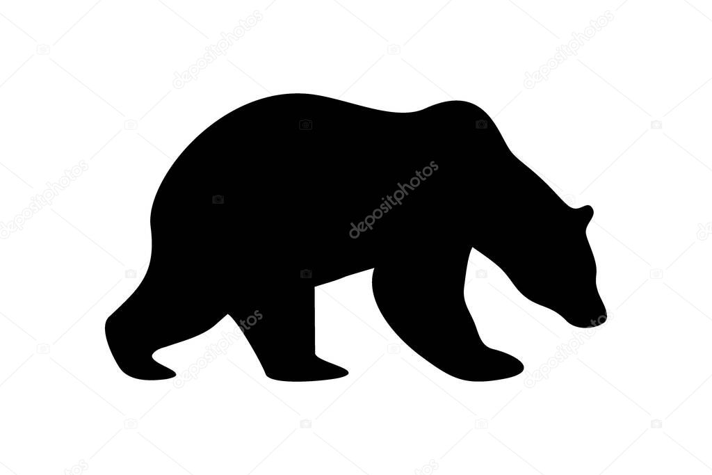 Bear Silhouette Vector Illustration. Black silhouette of a bear walking, perfect for logos, wildlife designs, and nature-themed graphics.