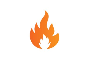 Gradyan tarzında Düz Ateş Simgesi. Ilık turuncu bir gradyandaki düz stil ateş ikonu, ısı, enerji veya tehlikeyi temsil eder..