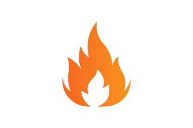 Enerji ve Isı Sembolü- Ateş Simgesi. Enerji ve ısının endüstriyel veya ekolojik temalar için ideal bir gradyan turuncu alev ikonu kullanılarak modern temsili.