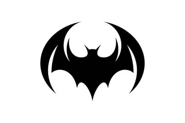 Yarasa Kanatları Silueti Simge Vektör İllüstrasyonu. Siyah siluet şeklinde güçlü bir yarasa kanadı çizimi, temiz beyaz arka planda izole edilmiş..