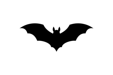Minimalist Yarasa Amblemi Kara Vektör Tasarımı. Simge simgesi simgesi siyah siluet biçiminde, modern ve tasarım kullanımı için temizdir.