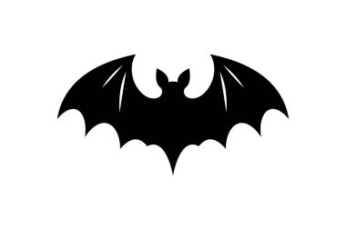 Cadılar Bayramı Grafikleri için Yarasa Silueti Simgesi. Siyah uçan yarasa vektör sembolü, genel olarak Cadılar Bayramı posterlerinde, afişlerde ve davetiyelerde kullanılır..