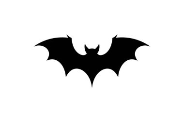 Gotik Yarasa Sembolü Siyah Siluet Sanatı. Kanatları açık, zarif gotik yarasa vektör sembolü dekoratif ve ürkütücü tasarımlar için harika..
