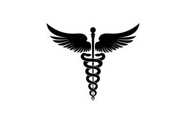 Yılan ve kanatlı Caduceus personeli, tıp ve sağlık alanlarını temsil ediyor..