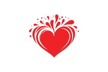 Sıçrayan Kalp Siluet Tasarımı. Dinamik sıçrama elementleri, tutku, yaratıcılık ve duygusal ifadeyi minimalist vektör tarzında sembolize eden zarif siyah kalp silueti..