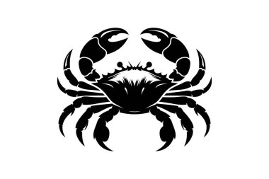 Balıkçılık temaları, deniz ikonu setleri ve dekoratif grafik projelerinde kullanılmak üzere deniz canlısı yengeç silueti vektörü.