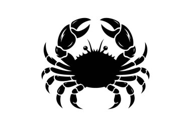 Tek renkli yengeç vektör silueti eğitim amaçlı deniz yaşamı projeleri, dövme şablonları ve deniz dekorasyonları için tasarlanmıştır..