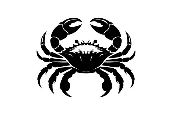 Вектор силуэта морских крабов для использования в рыболовных темах, морских наборах иконок и декоративных графических проектах.