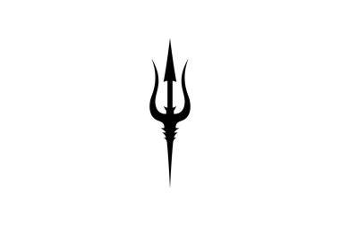 Modern dövme ve mitoloji projeleri için şekillendirilmiş siyah mızrak çizimi.