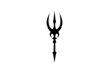 Düz dizayn, okyanus tanrısı Poseidon 'u temsil eden üçlü vektör çizimi..