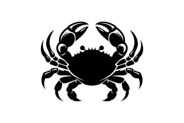 Векторная иллюстрация черного силуэта с острыми когтями и детальным кузовом, подходящим для этикеток морепродуктов, логотипов ресторанов и океанских тем.