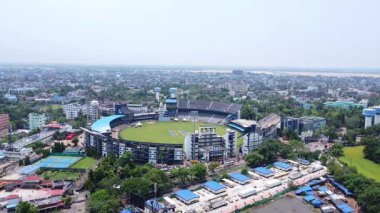 Uluslararası kriket stadyumunun hava görüntüsü. 